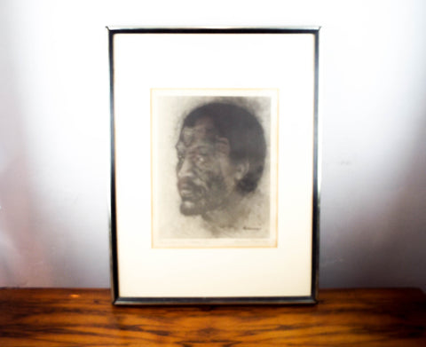 Vintage Signed Art Print  of Paul Robeson ~ By Edward Biberman