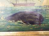 Antique Primitive Folk Art Whaling Oil on Panel Painting Signed by R Costa 1840s