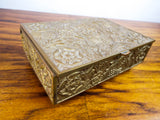 Antique 1910s Heavy Brass Embossed British Arts & Crafts Style Box