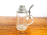 Antique German Cut Glass Pewter Lidded Stein