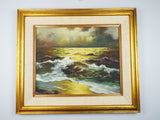 Vintage Signed Seascape Oil on Canvas Painting