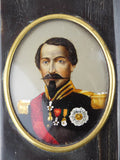 Antique 19th C Napoleon III Portrait Horn European Tobacco Snuff Box Miniature