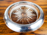 Antique Silver Bead Rimmed Cut Glass Champagne Coaster ~ Frank M Whiting