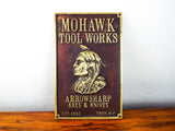 Antique Mohawk Tool Works Heavy Bronze Advertising Wall Plaque American Indian