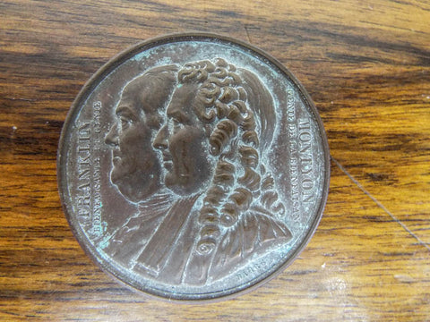 Antique French Bronze Benjamin Franklin Medal