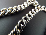 Antique English Sterling Silver Double Albert Watch Chain 12"