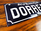 Vintage 1920s Blue Bubble Enamel Street Sign ~ Dorrego Ave