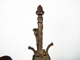 Antique 19th C Gilt Metal Figural Triple Candelabra Warriors Sword Helmet Shield