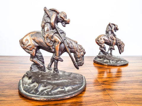 Vintage 1920s Western Indian Horse Bookends End of the Trail after James Fraser