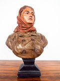 Antique Signed Joseph Le Guluche Female Bust Terra Cotta Sculpture Woman Statue