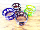 Set Of 4 Vintage Villeroy & Boch Cut to Clear Crystal Glass Napkin Rings Holders