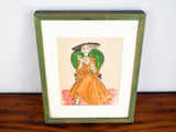 Vintage Watercolor Painting of Elegant Lady