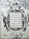 Original 16th C Map Of Greece ~ 1573 ~ Graeciae Regni Potentiss Ortelius