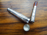 Antique Amber Silver Cheroot Holder & Case