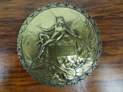 Vintage Gold Color Cold Cast Bronze Medallion Giovanni Schoeman Albert Camus