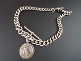 Antique English Sterling Silver Double Albert Watch Chain 14"