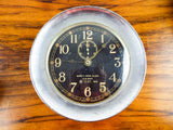 Vintage WW2 Seth Thomas Mark I Deck Clock Brass Nickel Plated US Navy Black Face