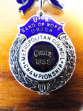 Antique Silver Religious Band of Hope Enamel Medal