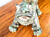 Vintage Glazed Terracotta Foo Dog Chinese Temple Guardian Dog Signed Pottery