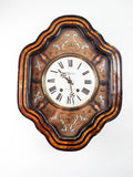 Antique French Wooden Mother of Pearl Inlaid Wall Clock