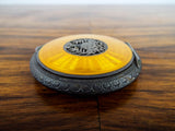 Antique Austrian Guilloche Enameled Sterling Compact Orange Sunburst Art Deco