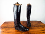 Antique Victorian English Leather Military Riding Boots W Original Wooden Trees