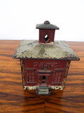 Cast Iron Red House Piggy Bank~ J & E Stevens