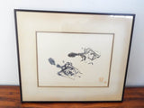 Vintage Japanese Gyotaku Squid Print ~ Don Hubbard